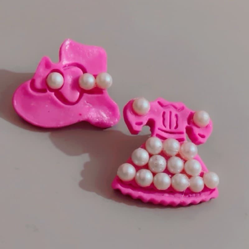 pink frock cap earrings